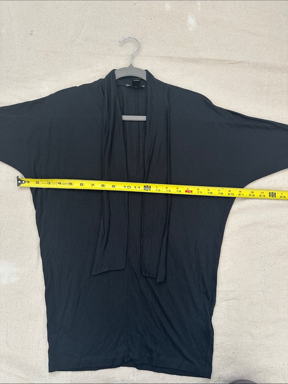 Club Monaco Black 100% Modal Batwing Scarf Tie V-Neck Top Tunic Small - Picture 6 of 7